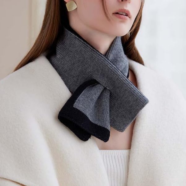 Pull Through Scarf for Women Knit Triangle Scarf Short Collar Scarf Y2k Old Money Aesthetic Accessories4