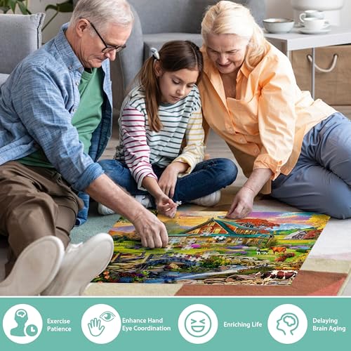 Image of Jigsaw Puzzles for Adults 500 Pieces, Country Life Puzzle Interlock Perfectly Letter on Back No Dust, Challenging Puzzle Home Decor Birthday Party Gift Toy for Men Women Olders Seniors (21 x 15 in)