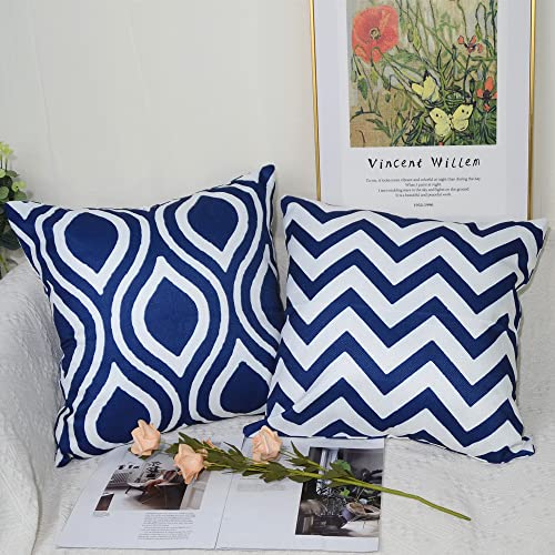 TIDWIACE Set of 6 Navy Blue Cushion Cover Outdoor Furniture Decorative Linen - Throw Pillow case for Home Office Sofa Bedroom Car Garden ,Invisible Zipper 45x45cm/18x18 Inch - Cosy Home Interiors TIDWIACE Set of 6 Navy Blue Cushion Cover Outdoor Furniture Decorative Linen - Throw Pillow case for Home Office Sofa Bedroom Car Garden ,Invisible Zipper 45x45cm/18x18 Inch - Image 7