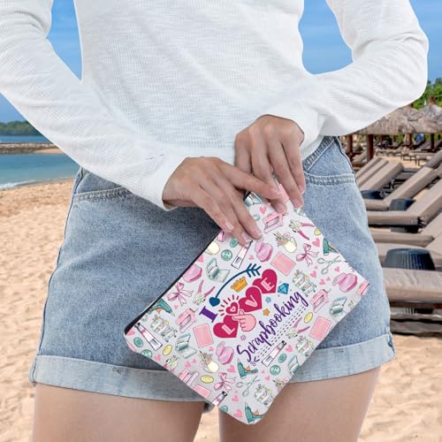 Image of WZMPA Scrapbook Lover Cosmetic Makeup Bag Scrapbook Fan Gift I Love Scrapbooking Zipper Pouch Bag For Women Girls (Scrapbooking F)