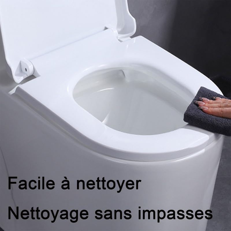 Siège WC Forme U/D en PP, 02B, 42x33cm, Abattant WC avec Fermeture en Douceur, Lunette WC Blanche Universelle avec Dégagement Rapide à Un Bouton pour Facile à Installer et à Nettoyer