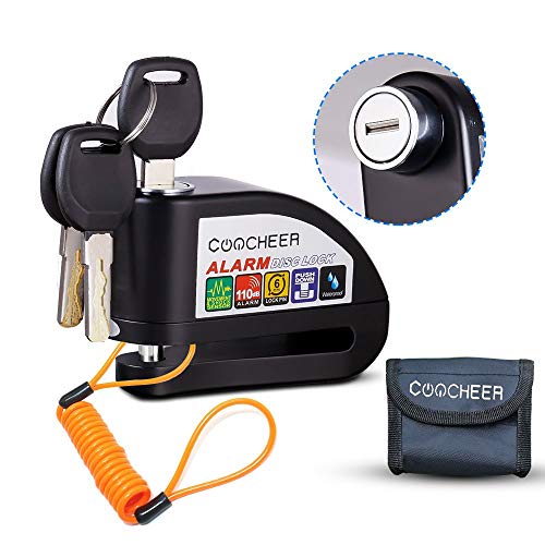 Pujuas Candado Disco Moto, Bloqueo para Moto con Alarma De Acero Inoxidable Antirrobo De Seguridad con Sonido De Alarma 110db En Diseño Resistente Al Agua para Motocicletas (Negro)