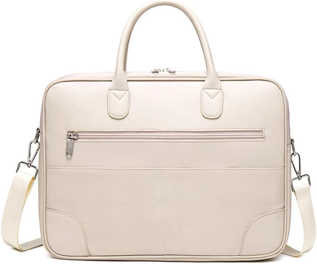 INGVYBriefcases,Fashion Solid Women Laptop Briefcase Computer Bag Business Document Organizer Tote Ladies Handbag Messenger Purse Strap (Color : Hortel�, Size : 13)