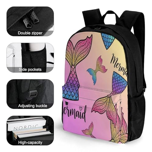 Backpack for Women Men, Mermaid Tail Scale Reusable Lightweight Daypack for Commuting, Travel, Funny Breathable Shoulder Bag3
