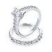 Produktbild 1 Ct Birne Zirkonia Träne Solitär Schmal Pave Band AAA CZ Verlobung Hochzeit Ringe Set 925 Sterling Silber