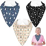 MatFirsmo Adult Drool Bibs for Special Needs, 3 Pack Large Bandana Bibs with Adjustable Snaps, Soft and Absorbent Adult Bibs for Eating Clothing Protector for Elderly Women Men Teens Kids
