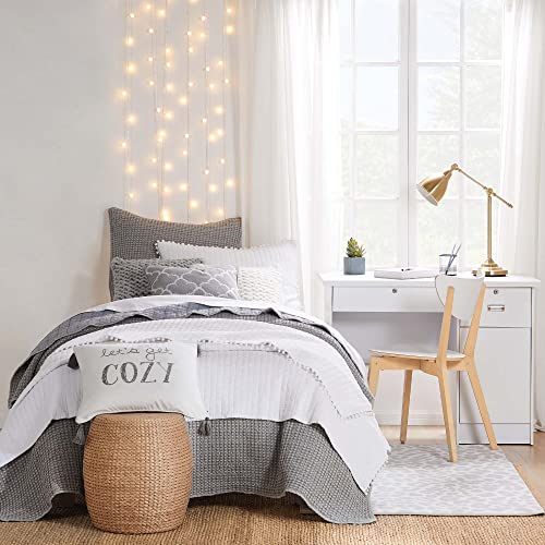 Image of Levtex Home - Mills Waffle - Twin Quilt Set - Grey Cotton Waffle - Quilt Size (68 x 86in.), Sham Size (26 x 20in.)