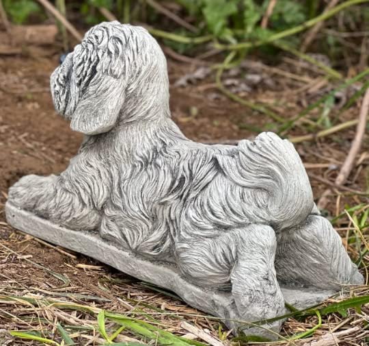Laying Shih Tzu Figure for Home and Garden Realistic Shih tzu Figurine Concrete Garden Statue Stone Dog Sculpture