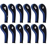 Andux 12pcs/Set Golf Iron Wedge Club Head Covers RH with Zipper Black/blue