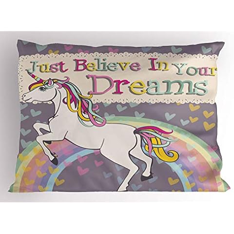 Ambesonne Unicorn Pillow Sham with Inspiring Quote Cover