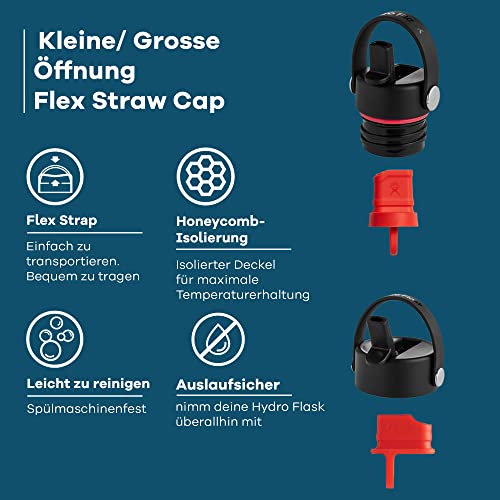 HYDRO FLASK - Strohdeckel für die Standard-Öffnung - Auslaufsicherer - Deckel mit Wabenisolierung - Spülmaschinenfest - Black – Ansicht 2