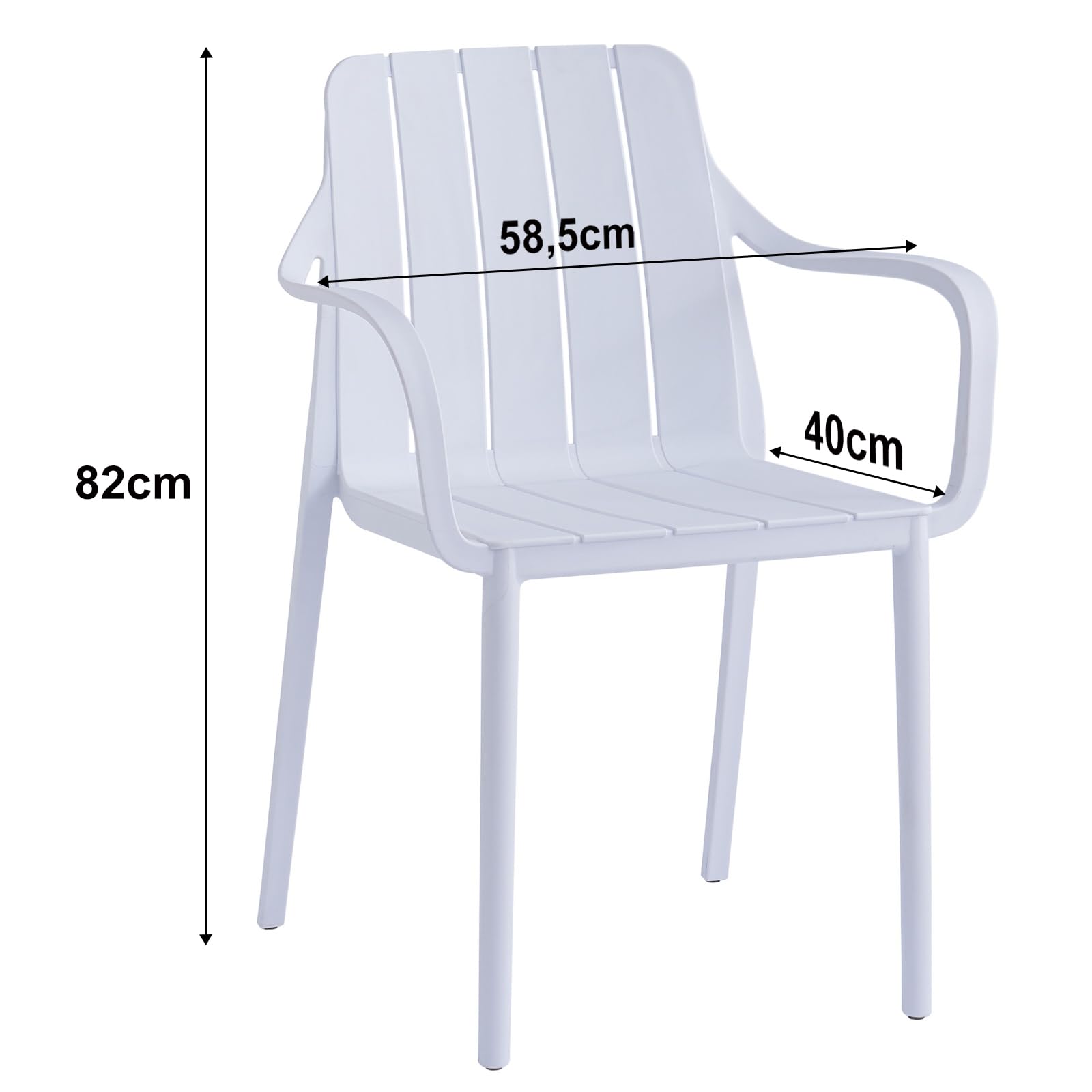 Gartenstühle 8er Set stapelbar - Hochwertige Outdoor-Stühle in Weiß, wetterfest, UV-beständig, bis 200 kg – für Balkon, Terrasse & Esszimmer