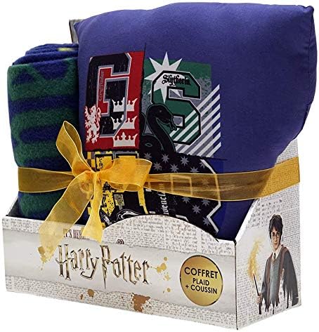 Sahinler Harry Potter Cushion and Throw Set, 100% Polyester, Blue, 100 x 130 cm + 35 x 35 cm