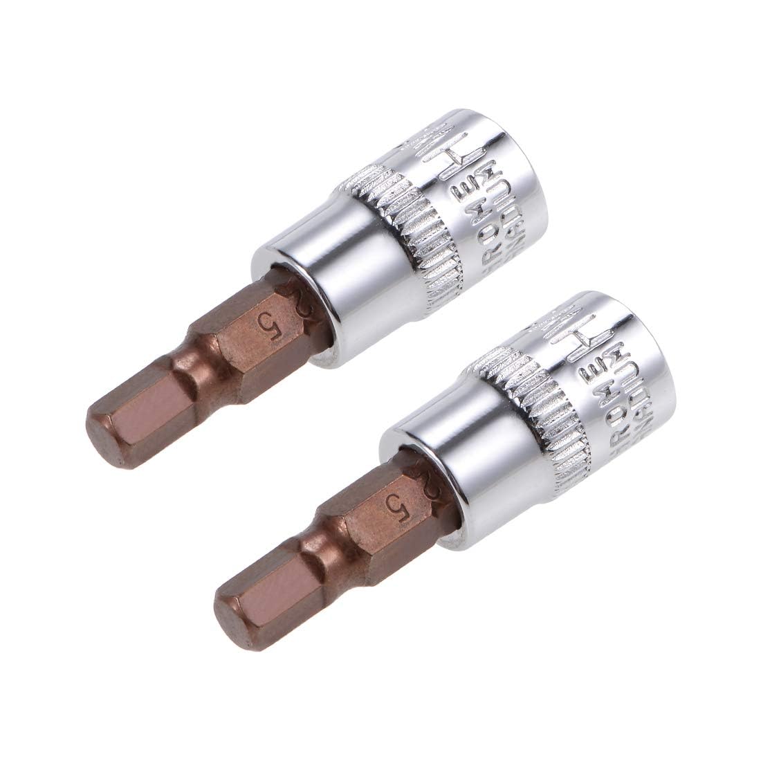 TOP-VIGOR 2Pcs Hex Bit Socket, 1/4" Drive x H5 (5mm) Allen Key Socket, Premium S2 Steel Bits, Hex Bit with 38mm Length for Torque Wrench, Ratchet Wrench, Impact Power Drills, Slide Bar — image 1