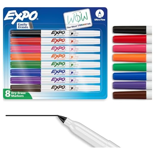 EXPO Low Odor Dry Erase Markers, Ultra-Fine Tip, Assorted Colors, 8 Pack