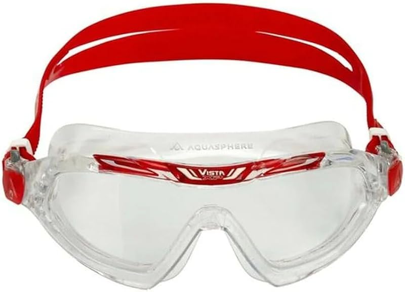 Aquasphere Vista XP - Máscara de natación unisex, lente transparente (transparente/rojo)