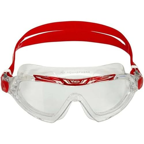 Aquasphere Vista XP - Unisex Swimming mask, Clear Lens (Clear/Red)
