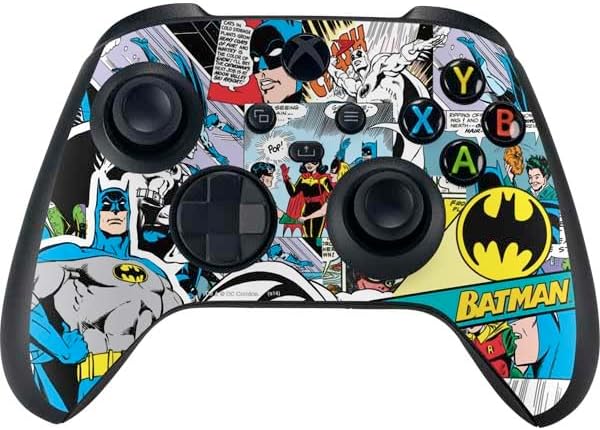 Skinit Decal Gaming Skin Compatible with Xbox Series X Controller - Officially Licensed DC Comics Batman Vintage Pose Collage Art Design