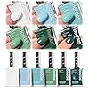 Beetles Green Nail Polish Set P181, 6 Colors Blue White Nail Polish Set, Green Collection Quick Dry Long Lasting Manicure Patricks Day DIY Nail Art Salon Home Gift For Women