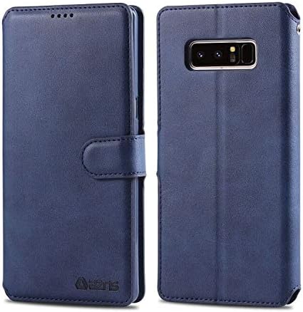 Compatible with Samsung Galaxy Note 8 Wallet Case, Magnetic Stand Flip Protective Cover Premium Leather Flip Case with ID & Credit Card Slots Cash Pockets for Samsung Galaxy Note 8 (Blue)