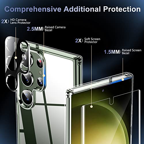 Red2Fire For Samsung Galaxy S23 Ultra Case, [No-Yellowing] With 2Pcs[Soft Screen Protector+Lens Protector] [Mil-Grade Shockproof]Heavy Duty Full Body Protection Phone Case For S23 Ultra Case 5G,Clear #TOP4