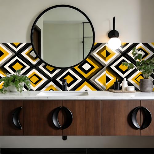 Image of Nuxovilar Rhombus Geometric Peel and Stick Wallpaper 15.75 inchx39.37 inch Vinyl