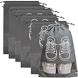 Lot de 5 sacs à chaussures de voyage, sacs à chaussures, sacs à chaussures pour voyage, sac étanche à la poussière, sac de rangement pour chaussures avec cordon de serrage, gris, Style décontracté