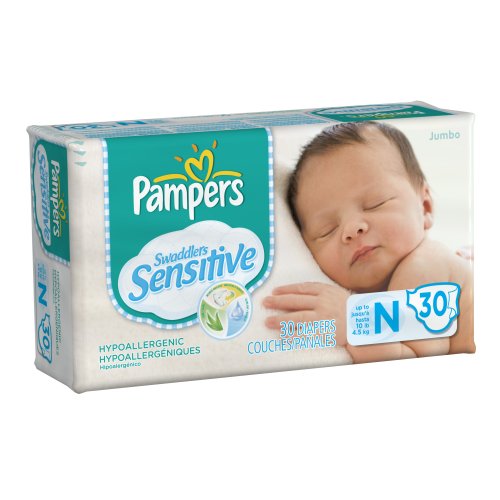 Image of Pampers Swaddlers Sensitive Diapers Size Newborn 30 Count