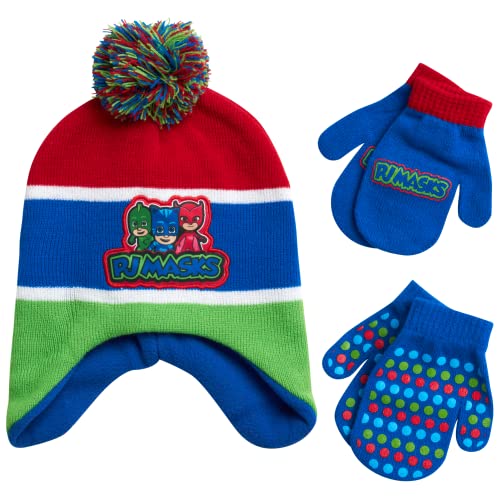 Image of PJ Masks Winter Hat and 2 Pair of Gloves or Mittens Set (Age 2-7)