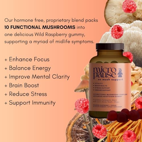 Image of So Mush Support Hormone Free Gummies for Menopause - Supports Energy, Focus, Immunity, Gut Health and More. 10 Functional Mushrooms (30 Servings)