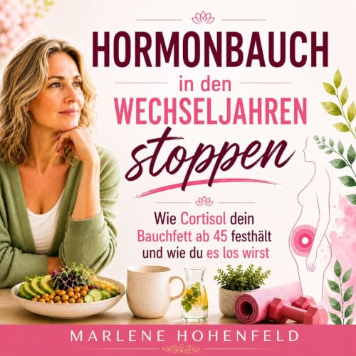 Diseño de la portada del título Hormonbauch in den Wechseljahren stoppen