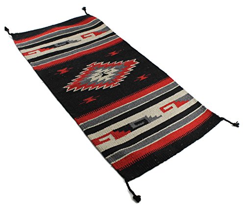 Onyx Arrow Southwest Area Rug, 20 X 40 Inches, Center Diamond, Black/Red #TOP12
