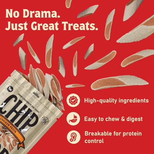 Image of ChipChops Chicken Pasta Dog Treat are an Excellent Source of Protein and Low in Fat, Providing a Healthy Snack Option for Your Dog 250g Pack of (2)
