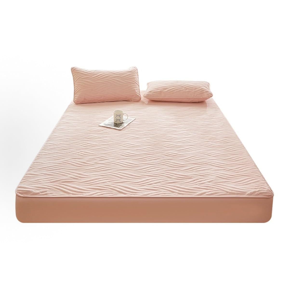 Single Plush Deep Pocket Crystal Velvet Fitted Sheet, Warm Winter Protector(Pink,150 * 200cm)