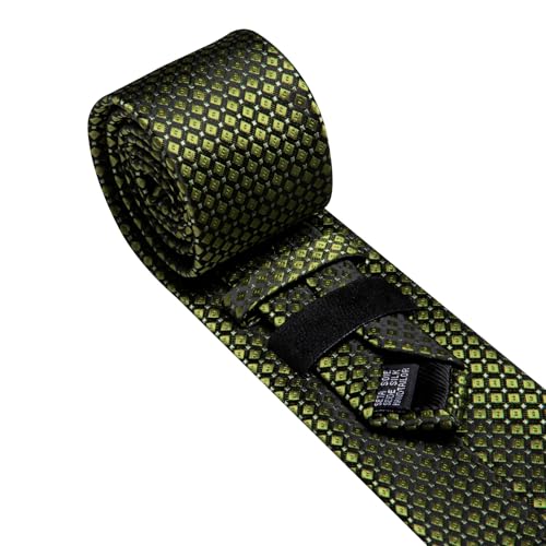 Image of YOHOWA Men Plaid /Striped Ties Set Silk Business Wedding Formal Fashion Necktie and Pocket Square Cufflinks Set
