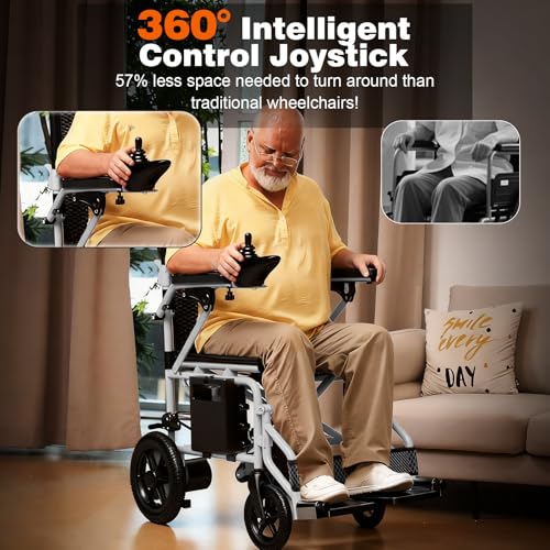 Image of HASSKY Electric Wheelchairs for Adults, Foldable Power Wheelchairs 15+ Miles Long Travel Range for All-Terrain, Durable Motorized Wheelchair for Seniors, Grey