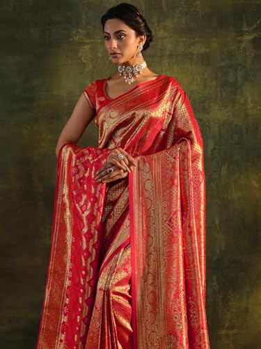 Libas Embellished Silk Saree with Blouse Piece - Image 5