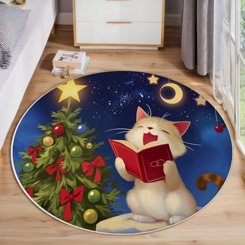 Tapis chat mignon bleu indigo grand format de 80 cm - 2