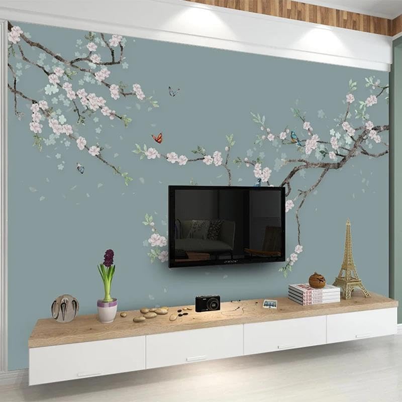 Papier peint oiseaux 3D autocollant imperméable en PVC pour fond de mur