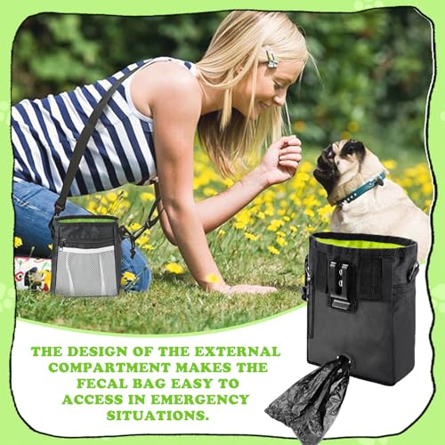 VZXZXE Leckerlitasche für Hunde, Leckerlibeutel für Hunde mit Kotbeutelspender 19*18cm Verstellbarem Bund, Vielseitig Futterbeutel Hundetraining für Spaziergänge, Training, Fütterung, Bauchtasche Hund