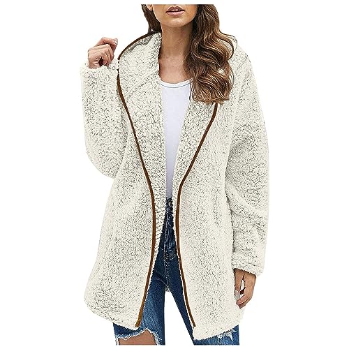 Sherpa Jacket Women Oversized Full Zip Fleece Hoodie Soft Plush Open Front Cardigan Coats Winter Sweater with Pockets