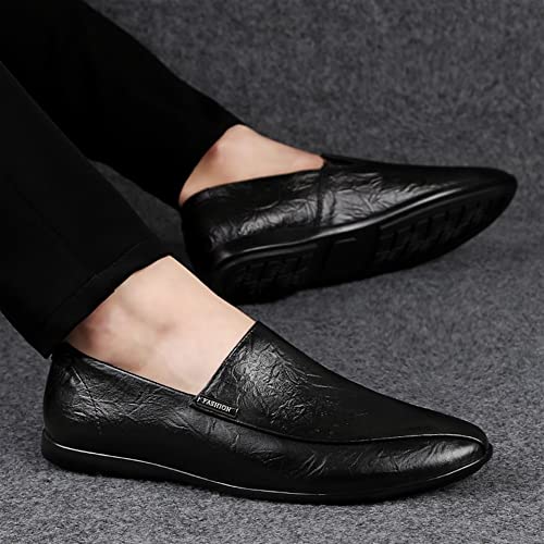 Mens Loafers Shoe Genuine Leather Stitching Details Round Toe Rubber Sole Lightweight Flat Heel Comfortable Fashion Casual Slip On2