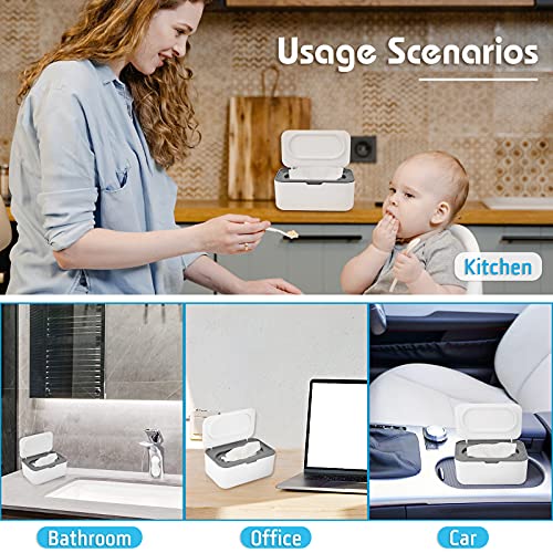 Image of Flenpptly 2 Pack Baby Wipes Dispenser, Wipes Case Baby Wipe Holder Keeps Wipes Fresh, Non-Slip, Easy Open & Close (Grey and Blue)