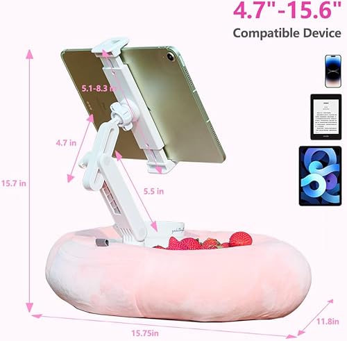 Miniatura 6 de NKV Almohada con soporte para tablet Kindle, para sofá, cama y escritorio, base de almohadilla suave compatible con teléfono de 4.7 a 15.6 pulgadas,