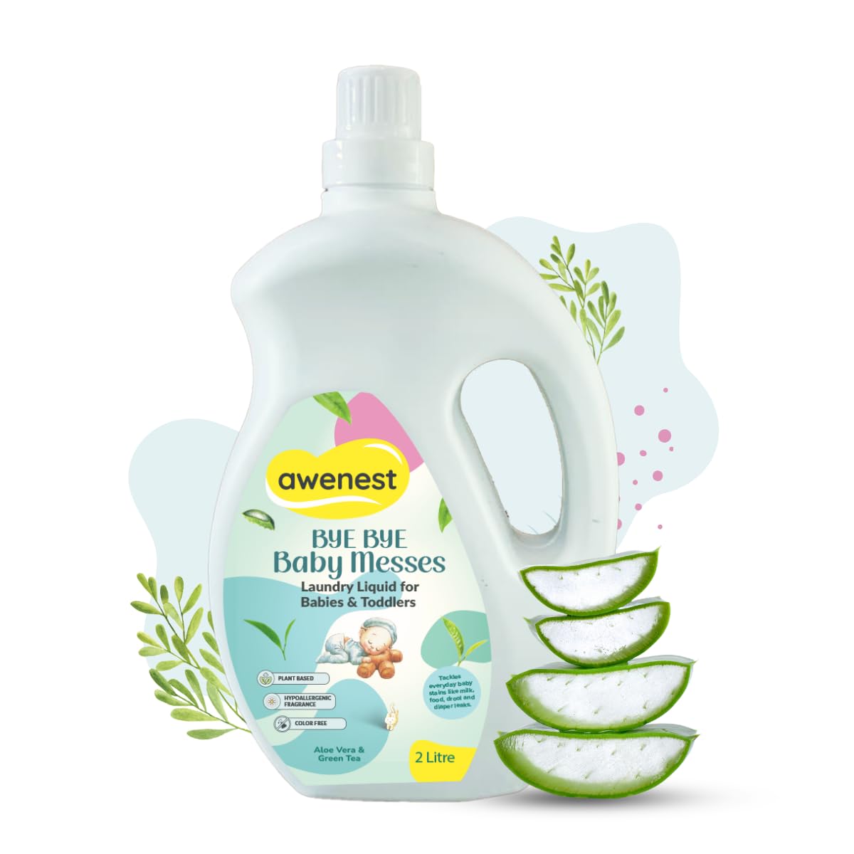 awenest Kids Laundry Liquid Detergent - 100% Plant-based with Bio-Enzymes | Antibacterial Tea Tree Oil | Softness of Lavender | 100% Made for New Born Babies | Sulphate-free