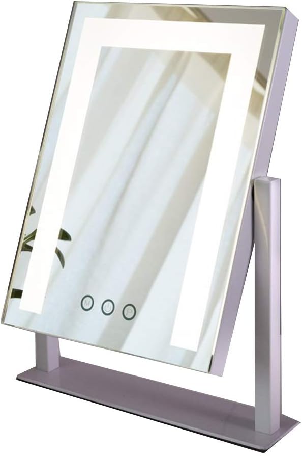 Dressing Mirror Large Dressing Table Mirror with Stand Desk Mirror with Lights Rectangle Touch Button HD Finishing for Student Apartment Table Top Beauty Mirror (Color : White Size : B)