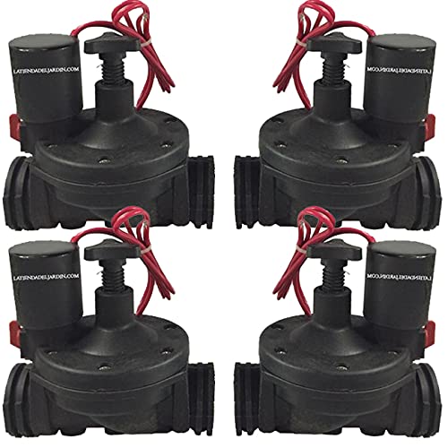 Suinga Pack 4 Electrovalvula de riego 1'' 24V Suinga con regulador de caudal | Funciona con Programadores de Riego electricos, negro