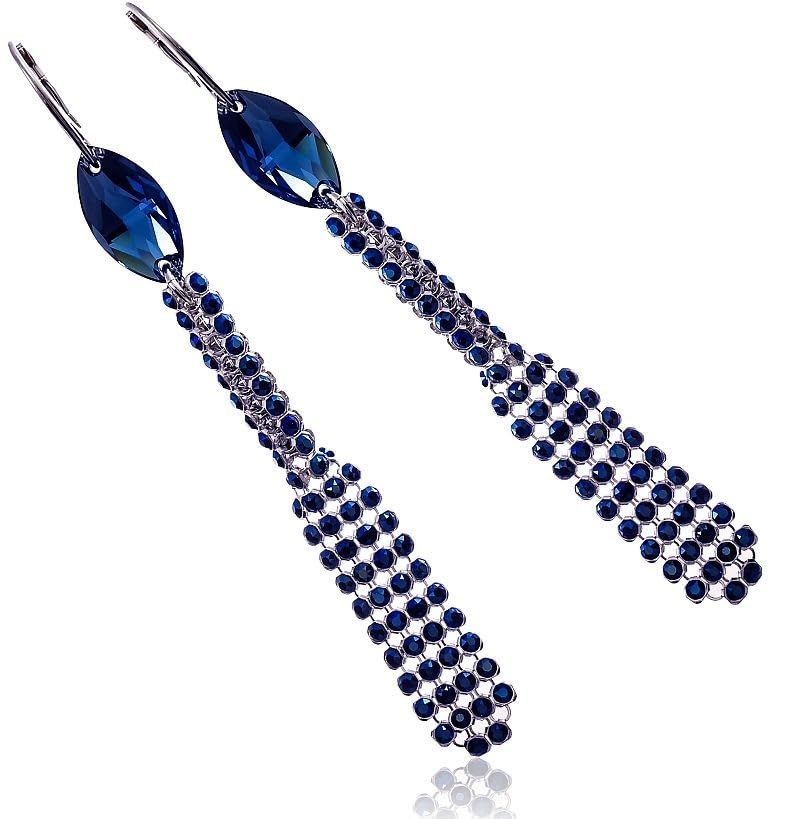 Boucles d'oreilles ARANDE en argent sterling et cristaux bleus pour sublimer vos tenues
