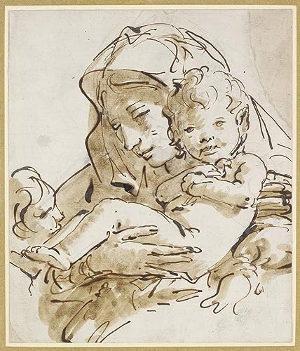 Toile La Vierge et l'Enfant avec Saint Jean 60x90cm pour salon