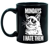 Grumpy Cat Novelty Internet Meme Coffee Mug - Mondays , I Hate Them